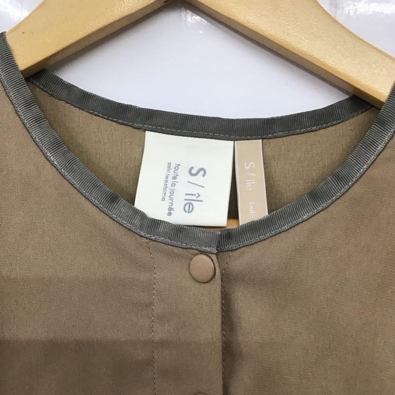 シール S / île ワンピース ロングスカート 長袖ロングワンピース フレアスカート ウエスト切り替え 無地 ベージュ / ベージュ / レディース USED 古着 中古 10134228