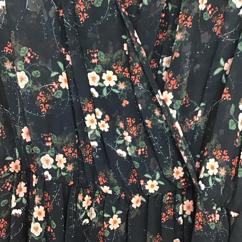 ザラベーシック ZARA BASIC ワンピース ロングスカート 半袖ロングワンピース フレアスカート ウエスト切り替え XS プリント マルチカラー / マルチカラー / レディース USED 古着 中古 10136027