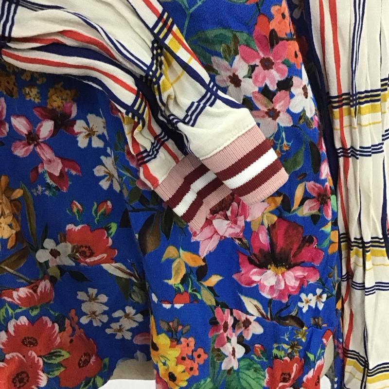 ザラ ZARA カットソー 長袖 M チェック X 花柄 マルチカラー / マルチカラー / レディース USED 古着 中古 10124898