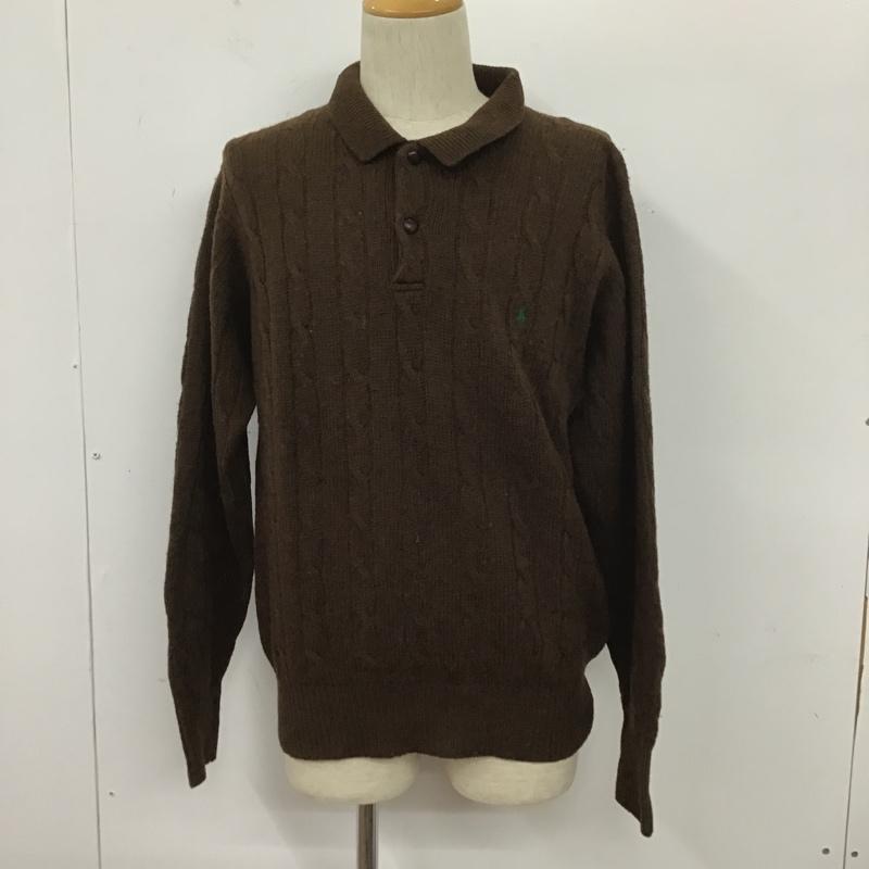 ポロバイラルフローレン Polo by RALPH LAUREN ニット、セーター 長袖 L 無地 茶 / ブラウン / メンズ USED 古着 中古 10105991