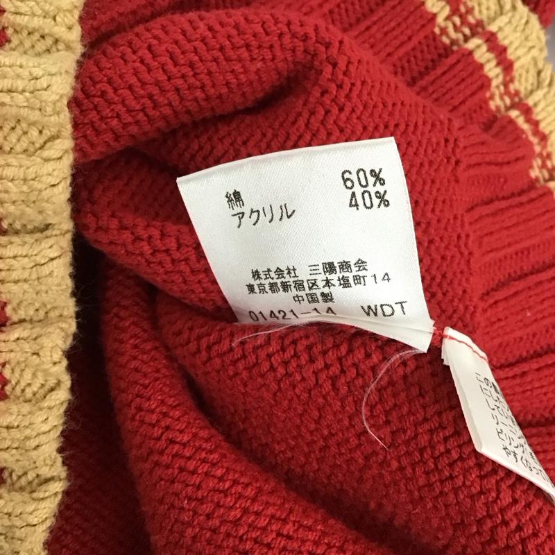 バーバリーロンドン Burberry London ニット、セーター 長袖 長袖ジップアップニット アウター セーターニットジャケット スタンドカラー M ロゴ、文字 赤 / レッド / メンズ USED 古着 中古 10122411