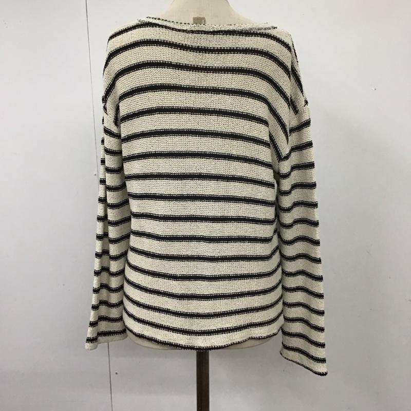 ザラ ZARA ニット、セーター 長袖 1165 118 104 サマーニット S ボーダー柄 黒 / ブラック / X アイボリー / アイボリー /  レディース USED 古着 中古 10113499