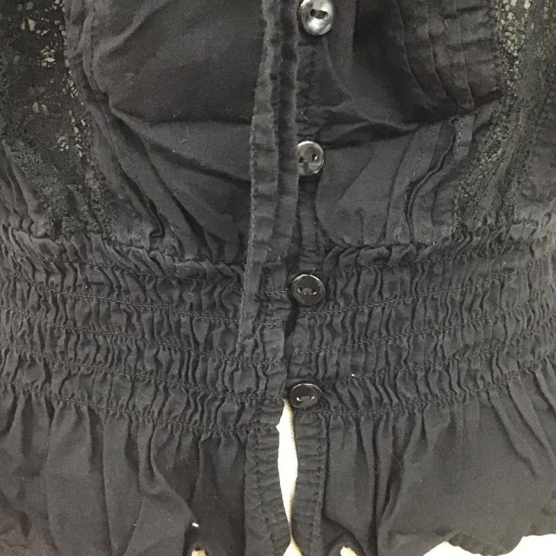 フリークスストア FREAK S STORE シャツ、ブラウス 半袖 半袖シャツ 前開シャツ ワイドネックカットソー フリルシャツ FREE 無地 黒 / ブラック / レディース USED 古着 中古 10106613