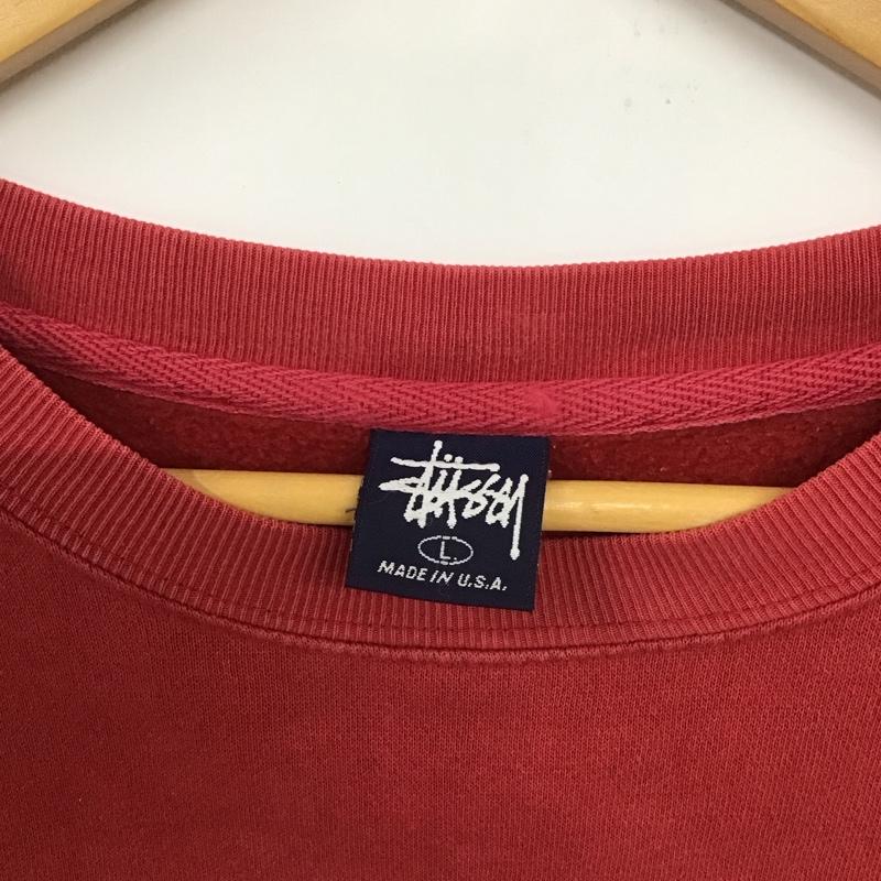 ステューシー STUSSY トレーナー 長袖 長袖トレーナー スウェット クルーネック プルオーバー90s 紺タグ ドラゴン L プリント 赤 / レッド / メンズ USED 古着 中古 10132583