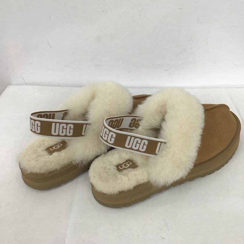 アグ UGG サンダル サンダル 1130395K ファンケット 24.5cm 箱有 24.5cm ロゴ、文字 ベージュ / ベージュ / レディース USED 古着 中古 10126342