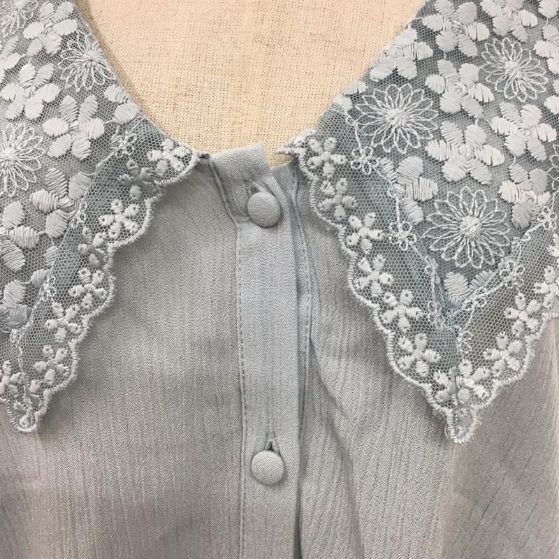 ザラ ZARA シャツ、ブラウス 長袖 1971 099 406 襟レース タグ付き S 無地 水色 / ライトブルー / レディース USED 古着 中古 10120367