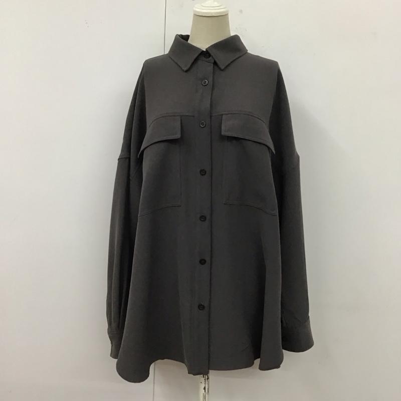ローリーズファーム LOWRYS FARM シャツ、ブラウス 長袖 FREE 無地 チャコールグレー / チャコールグレー / レディース USED 古着 中古 10122246