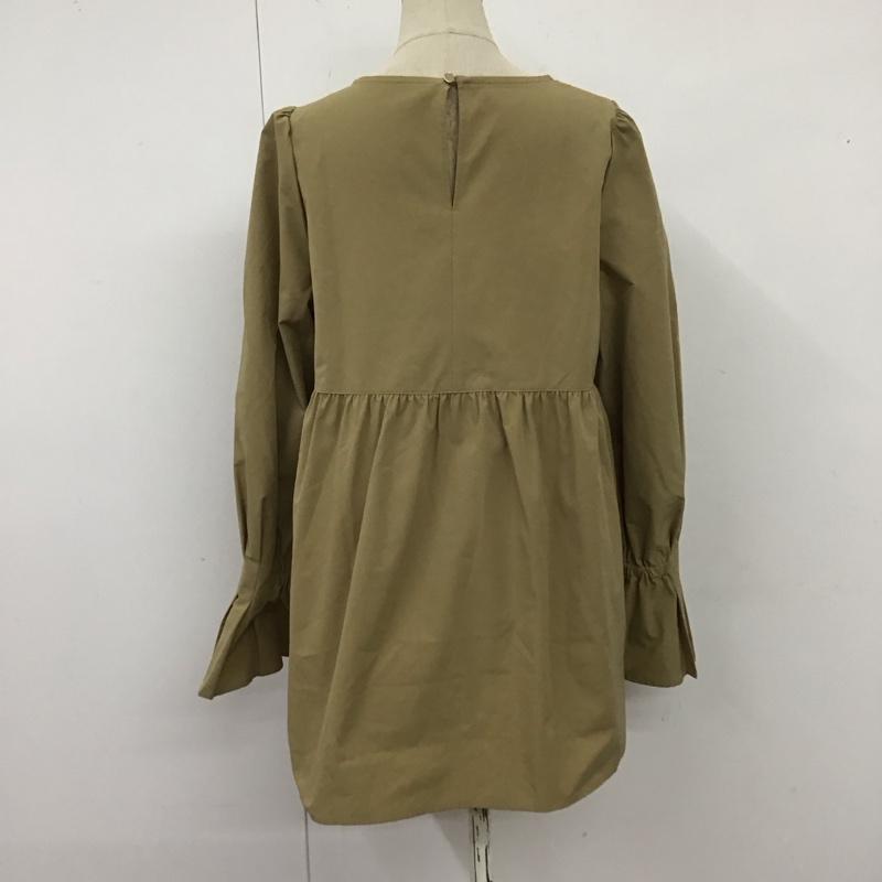 グリーンレーベルリラクシング green label relaxing カットソー 長袖 3511-137-1442 ソデ タック ペプラム ブラウス 無地 ベージュ / ベージュ / レディース USED 古着 中古 10116323