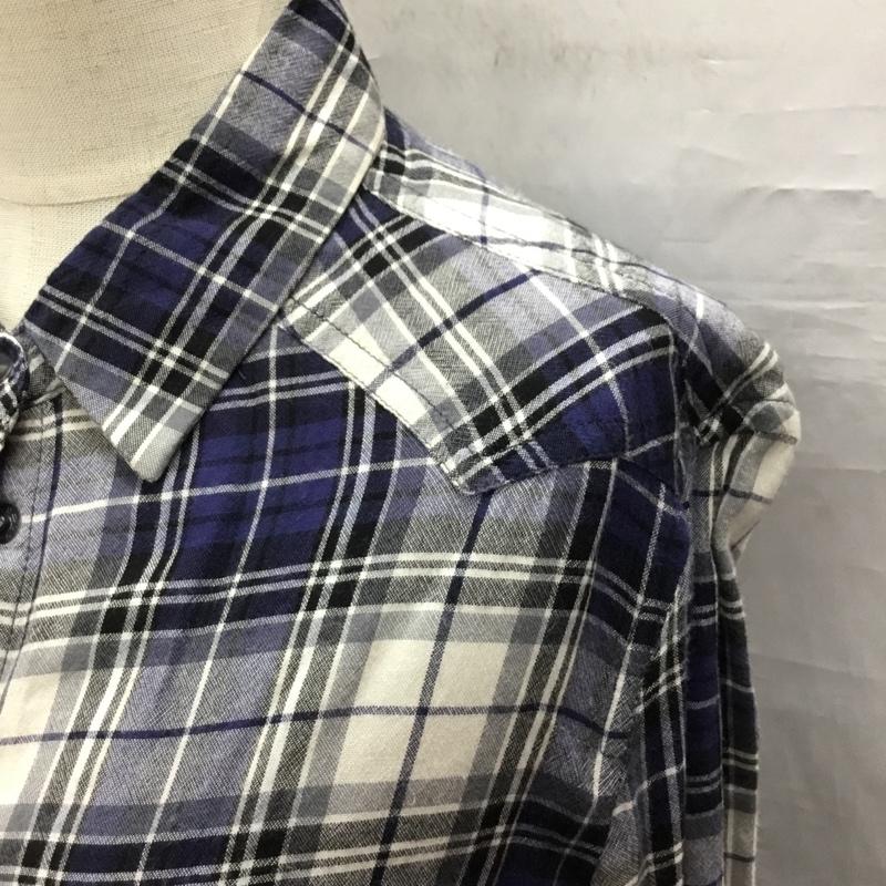 ディーゼル DIESEL シャツ、ブラウス 長袖 ワークシャツ S チェック 白 / ホワイト / X 黒 / ブラック / X 紺 / ネイビー / レディース USED 古着 中古 10118492