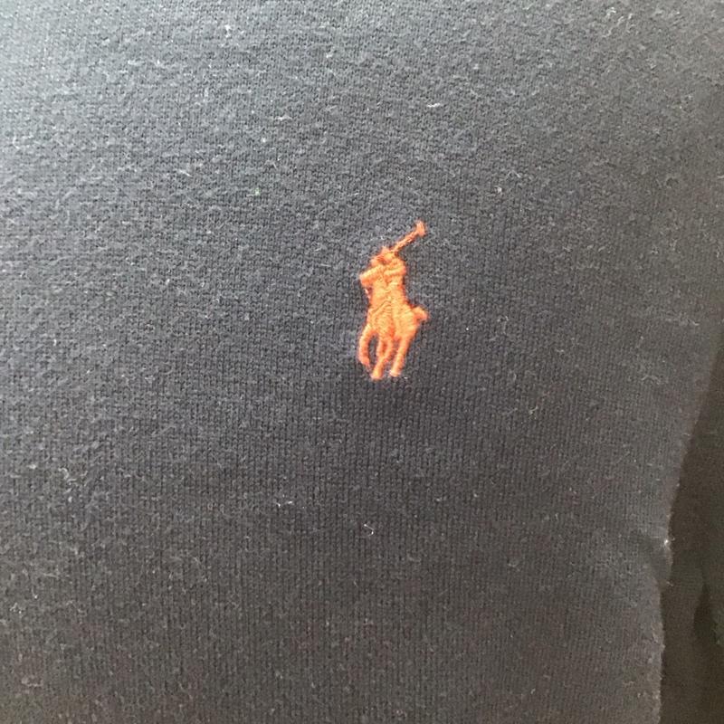 ポロラルフローレン POLO RALPH LAUREN ニット、セーター 長袖 コットン クルーネック L ワンポイント 紺 / ネイビー / メンズ USED 古着 中古 10112394