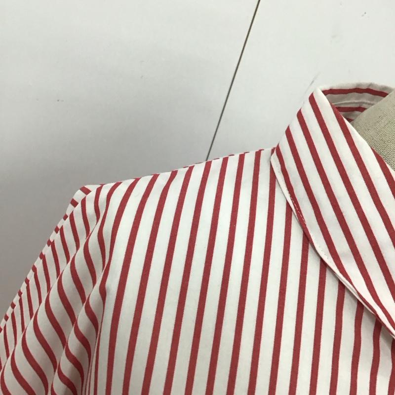 アメリカンホリック AMERICAN HOLIC シャツ、ブラウス 長袖 HA21L0A1000 イージーケアオープンスリーブシャツ M ストライプ 白 / ホワイト / X 赤 / レッド / レディース USED 古着 中古 10113994