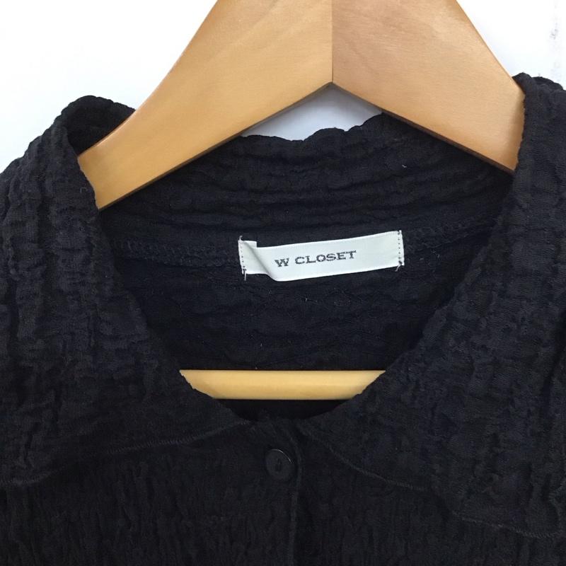 ダブルクローゼット w closet シャツ、ブラウス 半袖 340123 ショート丈 無地 黒 / ブラック / レディース USED 古着 中古 10139111