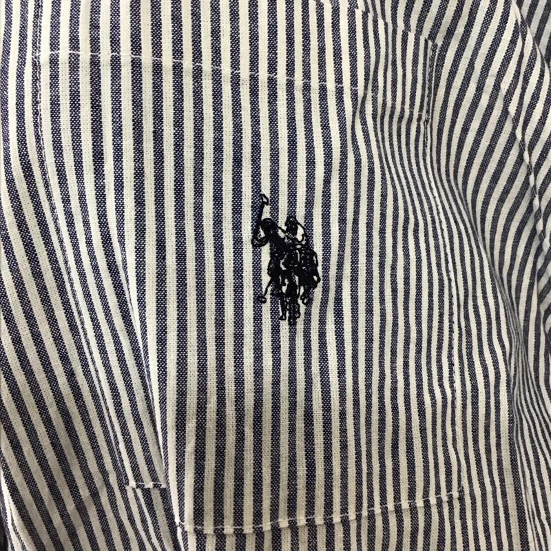 ユーエスポロアッスン U.S.POLO ASSN. シャツ、ブラウス 半袖 PLL12720WG WEGO別注 ビッグシルエットシャツ FREE ストライプ 白 / ホワイト / X 紺 / ネイビー / レディース USED 古着 中古 10116487