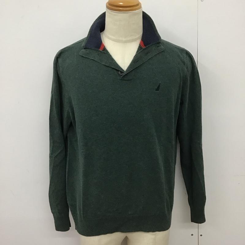 ノーティカ NAUTICA ニット、セーター 長袖 M 無地 緑 / グリーン / メンズ USED 古着 中古 10128148