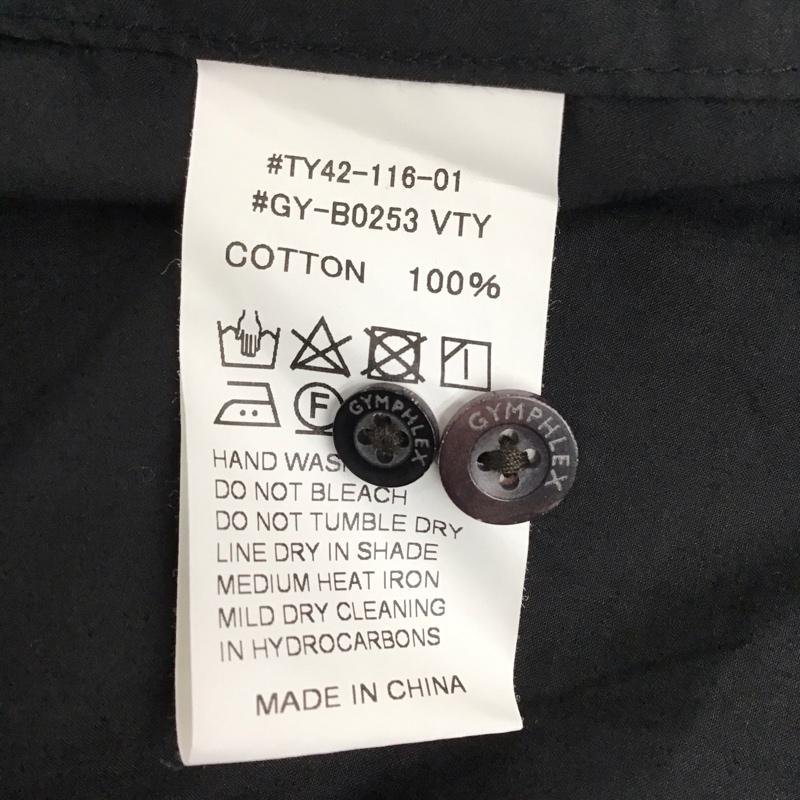 ジムフレックス GYMPHLEX ワンピース ロングスカート 長袖シャツワンピース ノーカラーシャツワンピ パフスリーブ ロゴ、文字 黒 / ブラック / レディース USED 古着 中古 10131762