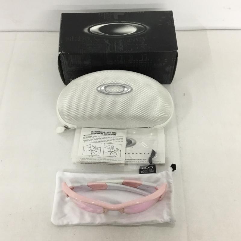 オークリー OAKLEY めがね・サングラス サングラス 03-886J FLAK JACKET スポーツサングラス ミラーレンズ 箱有 ロゴ、文字 桃 / ピンク / X 白 / ホワイト / メンズ USED 古着 中古 10129391