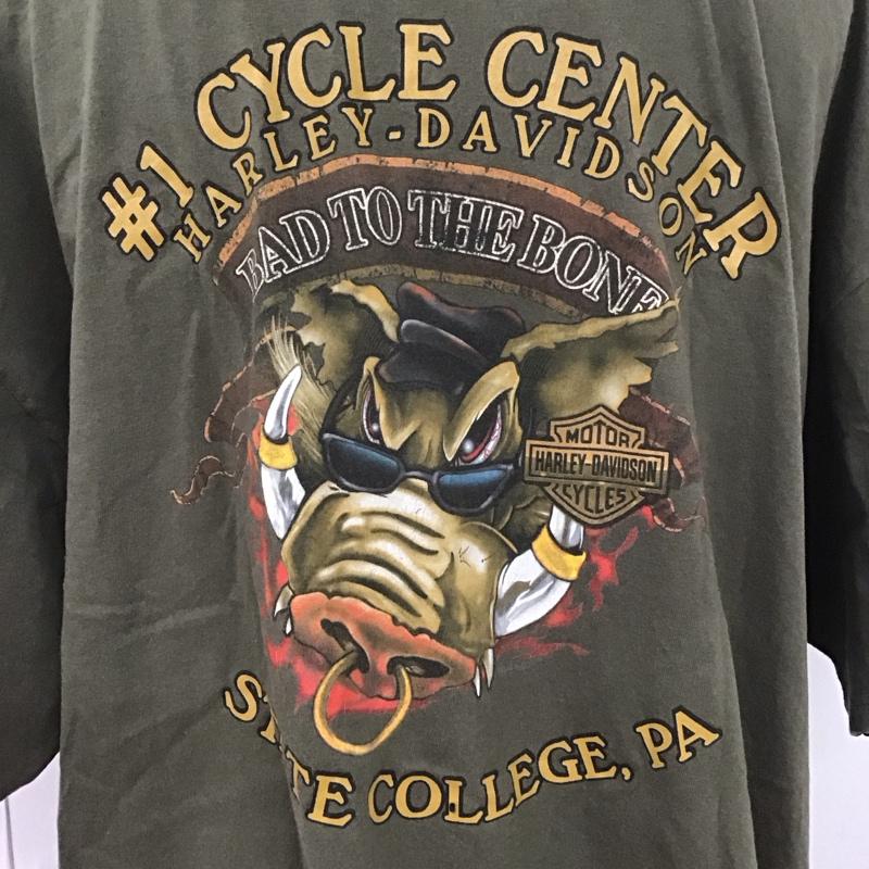 ハーレーダビッドソン Harley-Davidson Tシャツ 半袖 半袖カットソー プリントTシャツ クルーネックカットソー プリント カーキ / カーキ /  メンズ USED 古着 中古 10109833