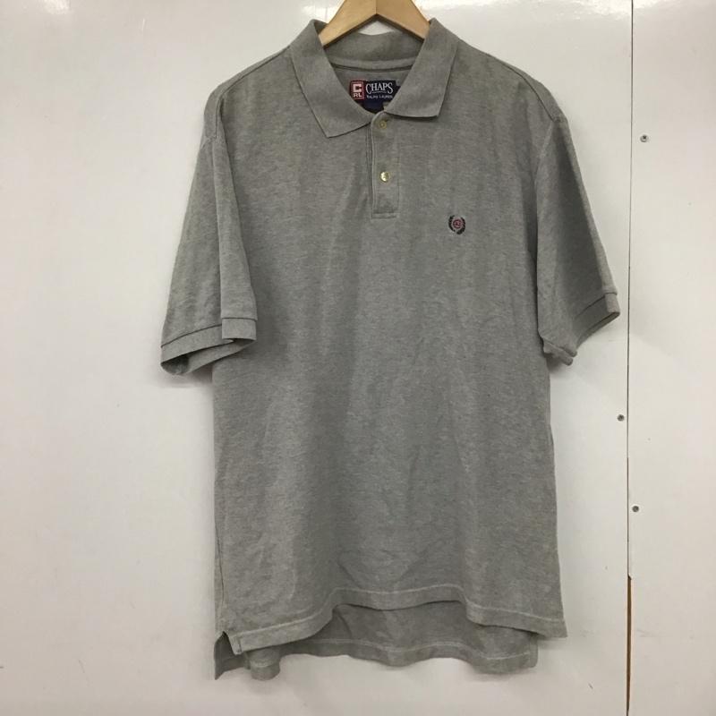 チャップス CHAPS ポロシャツ 半袖 半袖ポロシャツ 半袖カットソー カラーシャツ M ロゴ、文字 灰 / グレー / メンズ USED 古着 中古 10132331