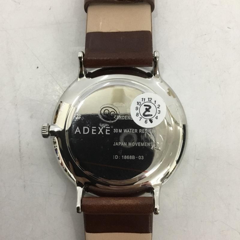 アデクス ADEXE 腕時計 アナログ(クォーツ式) 1868B-03 レザーベルト 箱有 ロゴ、文字 茶 / ブラウン / メンズ USED 古着 中古 10134935