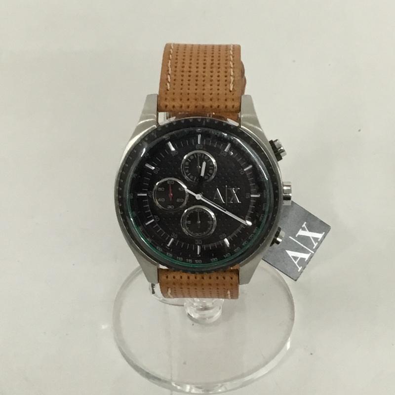 アルマーニエクスチェンジ A/X ARMANIEXCHANGE 腕時計 アナログ(クォーツ式) AX1608 レザーベルト ロゴ、文字 茶 / ブラウン / X 銀 / シルバー / X 黒 / ブラック / メンズ USED 古着 中古 10129462
