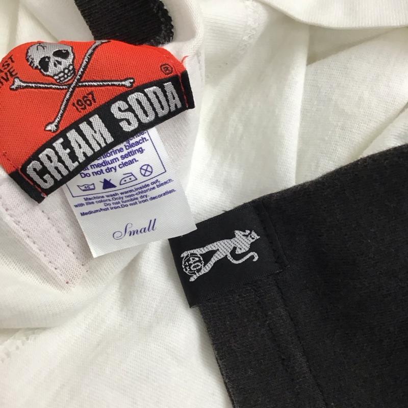 クリームソーダ CREAMSODA Tシャツ 長袖 40周年 S プリント X ロゴ、文字 白 / ホワイト / X 黒 / ブラック / メンズ USED 古着 中古 10119871