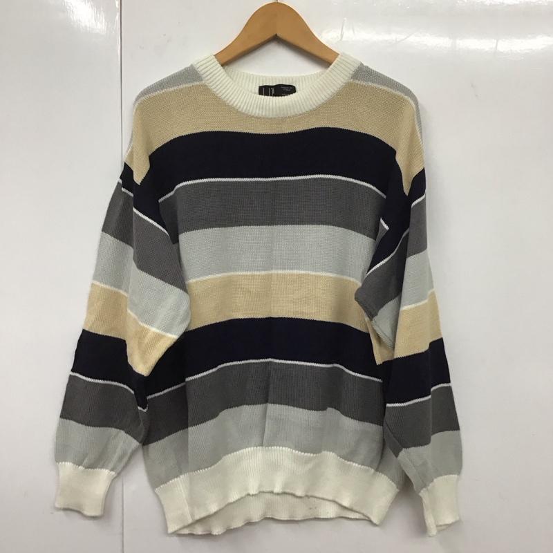 ダンヒル DUNHILL ニット、セーター 長袖 長袖ニットカットソー クルーネック セーター 90S イタリア製 40 ボーダー柄 マルチカラー / マルチカラー / メンズ USED 古着 中古 10131966