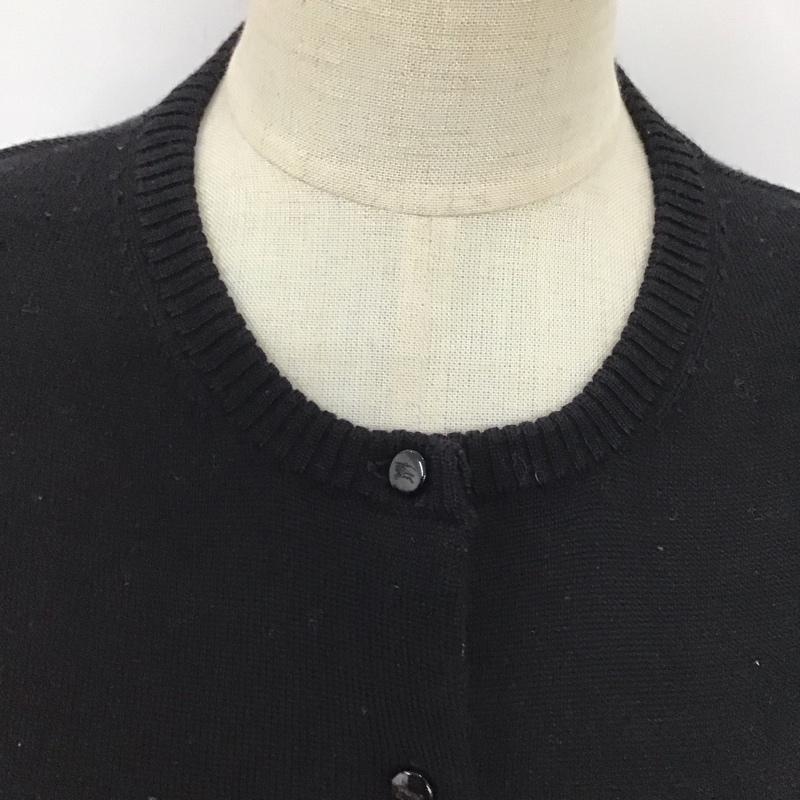 バーバリーブルーレーベル BURBERRY BLUE LABEL カーディガン 長袖 FBF25-676-09 クルーネック 38 ワンポイント 黒 / ブラック / レディース USED 古着 中古 10122837