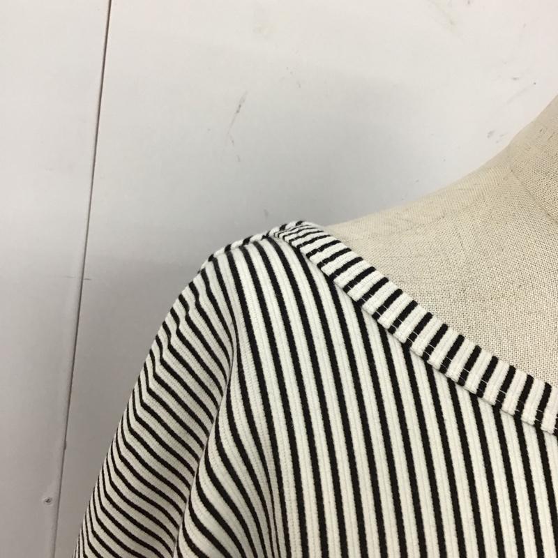 アズールバイマウジー AZUL BY MOUSSY カットソー 長袖 250DSH80-047C BACK TWIST OPEN TOPS S ボーダー柄 白 / ホワイト / X 黒 / ブラック / レディース USED 古着 中古 10115906