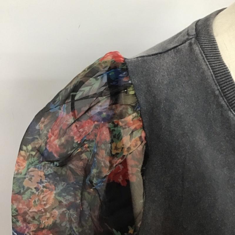 ザラ ZARA ワンピース ひざ丈スカート 4770 902 807 袖シアー シースルー パフスリーブ タグ付き カットソー M 花柄 マルチカラー / マルチカラー / レディース USED 古着 中古 10124992