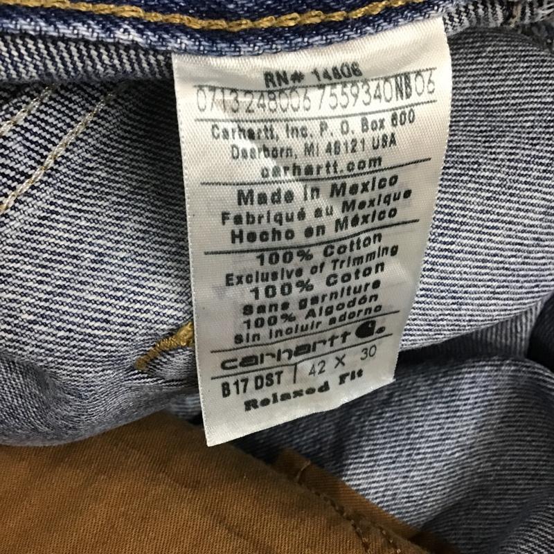 カーハート Carhartt パンツ デニム、ジーンズ デニムパンツ ストレートパンツ ワイドパンツ カジュアルパンツ 古着 42 無地 インディゴ / インディゴ / メンズ USED 古着 中古 10106212