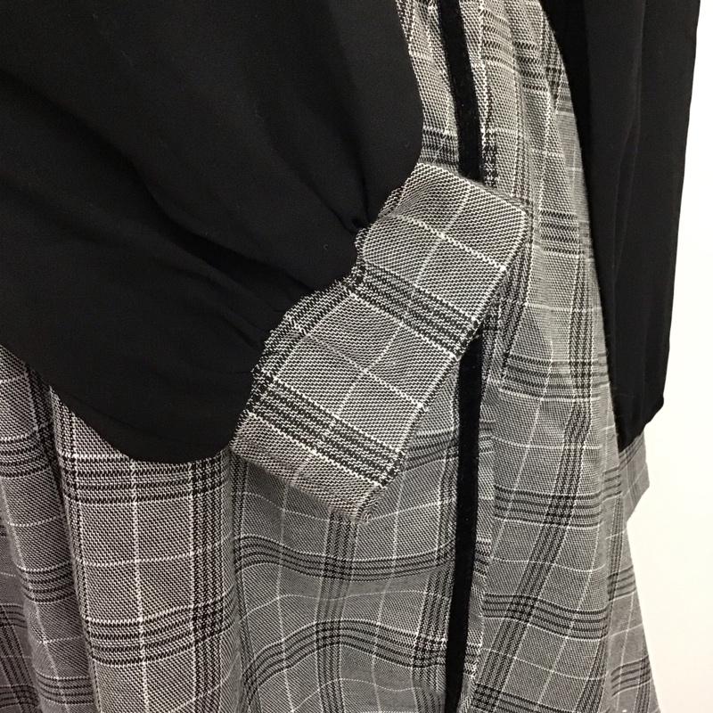 アクシーズファム axes femme ワンピース ひざ丈スカート 長袖ワンピース フレアワンピース ウエスト切り替えワンピース M チェック 黒 / ブラック / X 灰 / グレー / レディース USED 古着 中古 10118248