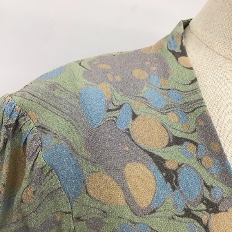 スローバイスライ THROW by SLY シャツ、ブラウス 七分袖 030ES030-1220 FRONT BUTTON SHIRRING BL パフスリーブ 肩パット FREE 総柄 マルチカラー / マルチカラー / レディース USED 古着 中古 10109488