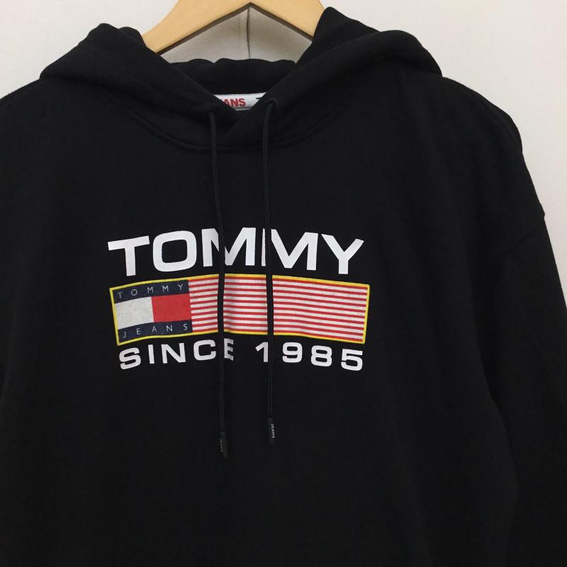 トミー ジーンズ TOMMY JEANS パーカー 長袖 S ロゴ、文字 X プリント 黒 / ブラック / メンズ USED 古着 中古 10137766