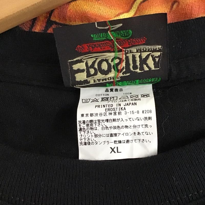 エロスティカ EROSTiKA Tシャツ 半袖 Devils Cat Fight バックプリント XL ロゴ、文字 黒 / ブラック / メンズ USED 古着 中古 10123398