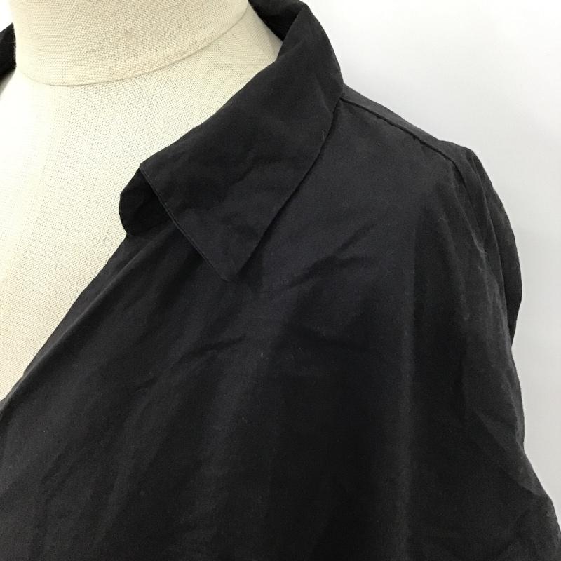ザラ ZARA シャツ、ブラウス 半袖 半袖シャツ ロングシャツ ノーカラーシャツ 前開カーディガン M 無地 黒 / ブラック / レディース USED 古着 中古 10105941