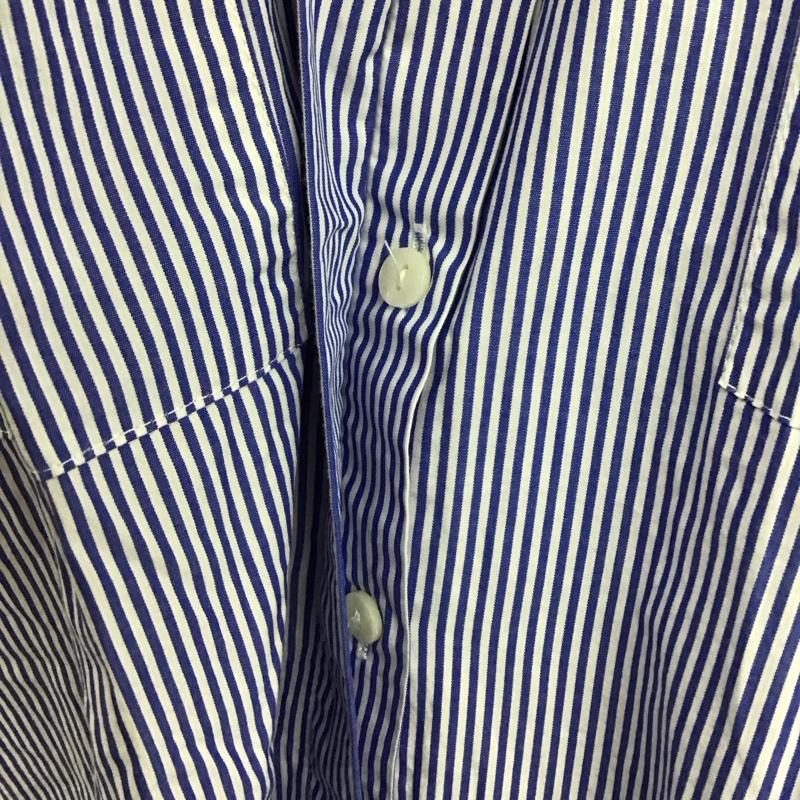ザラ ZARA シャツ、ブラウス 半袖 8053 727 044 オーバーサイズ ロング丈 S ストライプ 白 / ホワイト / X 青 / ブルー / レディース USED 古着 中古 10109659