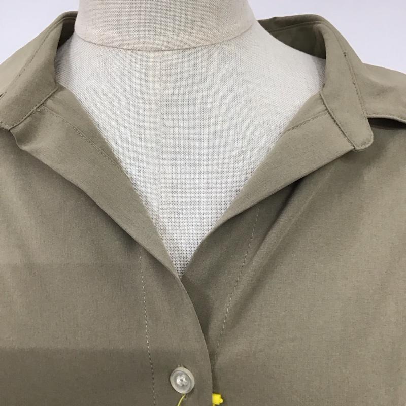 ロペピクニック ROPE PICNIC ワンピース ひざ丈スカート GDE-19660-A 汗ジミ防止 バックタックシャツワンピース タグ付き 38 無地 カーキ / カーキ / レディース USED 古着 中古 10116311