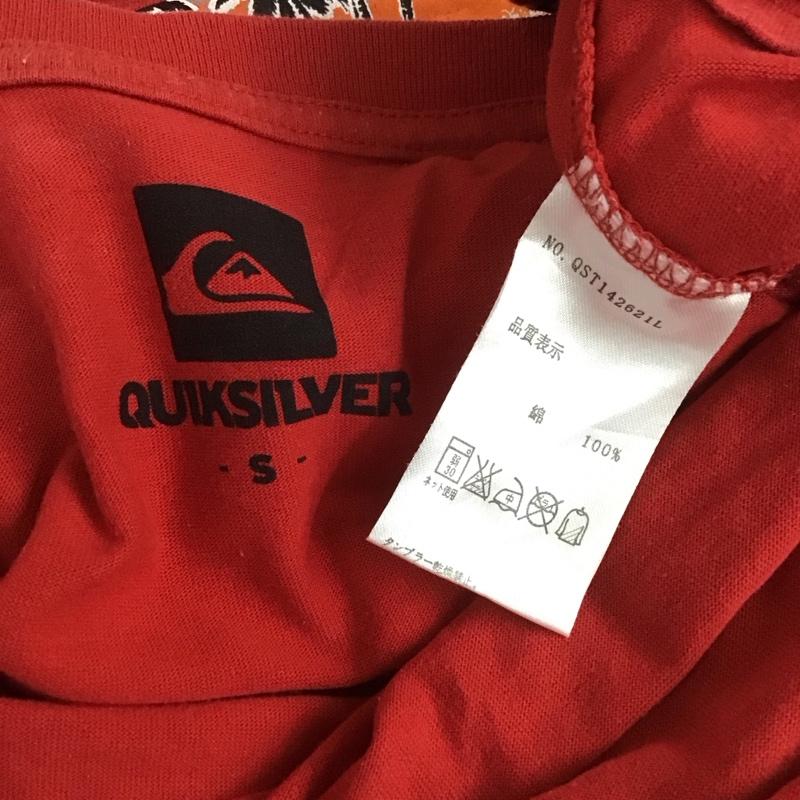 クイックシルバー Quiksilver Tシャツ 半袖 クルーネック プリント S ロゴ、文字 赤 / レッド / メンズ USED 古着 中古 10106958