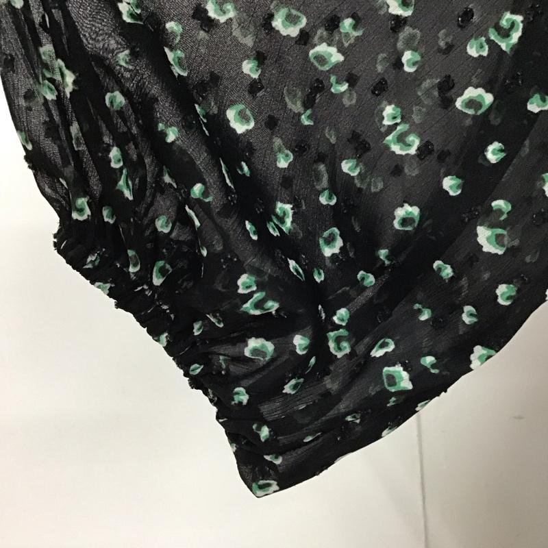 ダブルクローゼット w closet ワンピース ロングスカート 313273 半袖 シャーリング 総柄 黒 / ブラック / レディース USED 古着 中古 10116478