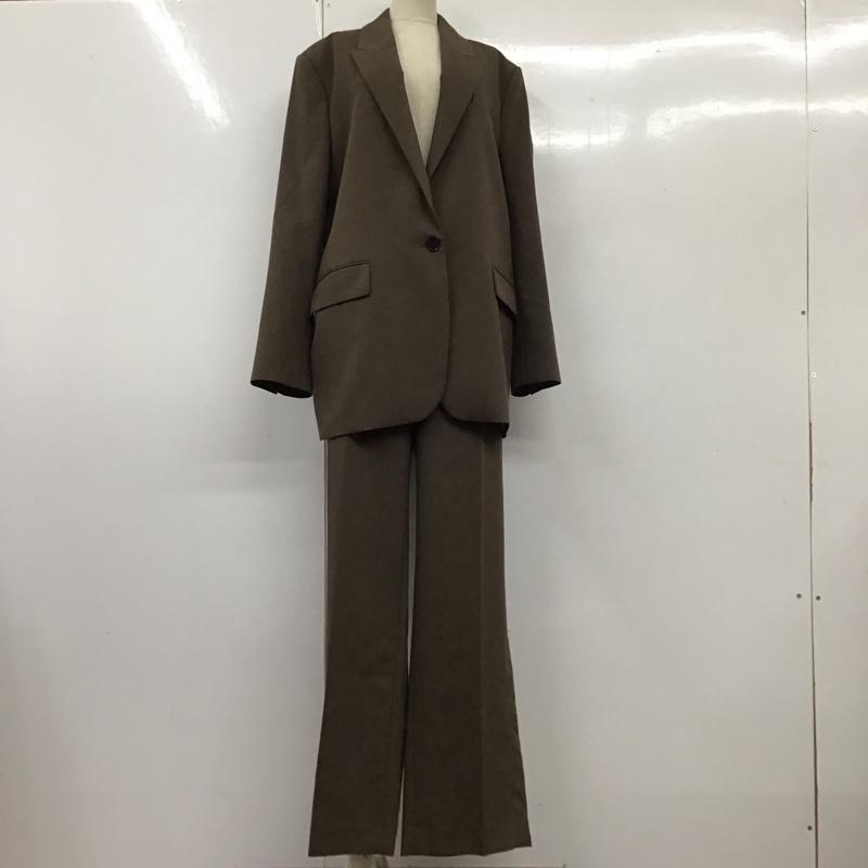 ザラ ZARA セットアップ セットアップ 2761 248 737 オーバーサイズ テーラードジャケット センタープレス パンツ L 無地 茶 / ブラウン / レディース USED 古着 中古 10109487