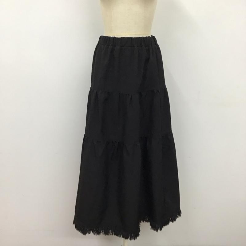 アイテムズ アーバンリサーチ ITEMS URBAN RESEARCH スカート ロングスカート it17-25a016 ティアードフリンジスカート FREE 無地 黒 / ブラック / レディース USED 古着 中古 10120331