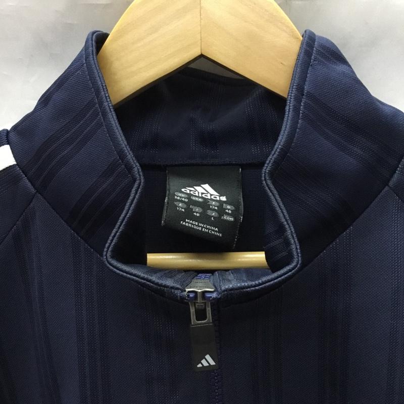 アディダス adidas ジャケット、上着 ジャケット、ブレザー JD1018 トラックジャケット スポーツウェア L ロゴ、文字 紺 / ネイビー / X 白 / ホワイト / メンズ USED 古着 中古 10119342