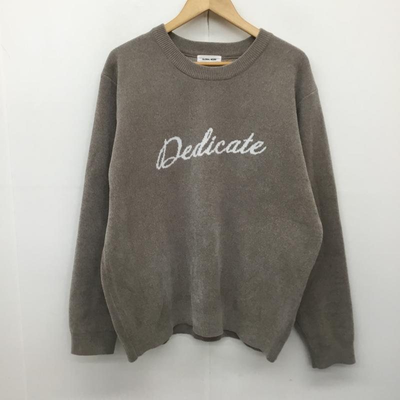 グローバルワーク GLOBAL WORK ニット、セーター 長袖 L ロゴ、文字 茶 / ブラウン / レディース USED 古着 中古 10138248