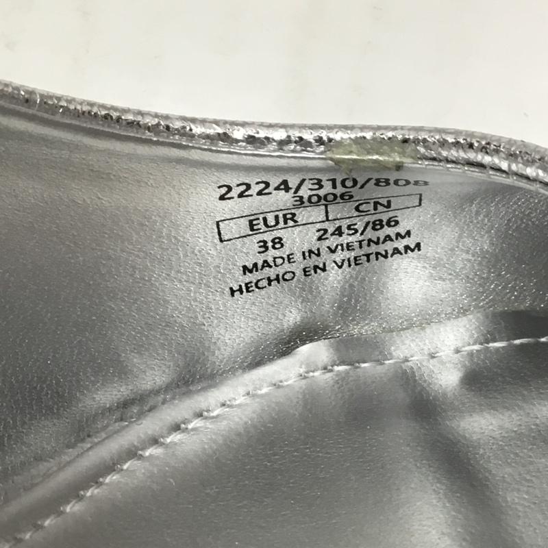 ザラ ZARA ミュール ミュール 2224 310 808 バックベルト メタリック EU38 無地 銀 / シルバー / レディース USED 古着 中古 10119090