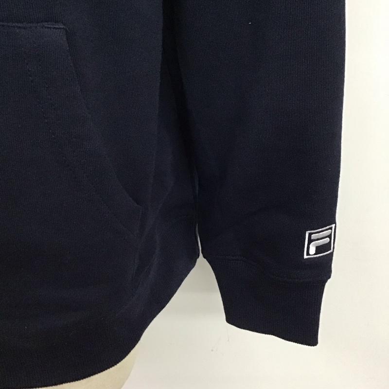 フィラ FILA パーカー 長袖 長袖パーカー フード付きパーカー プリントスウェット トレーナー スポーツウェア L ロゴ、文字 紺 / ネイビー / メンズ USED 古着 中古 10122136