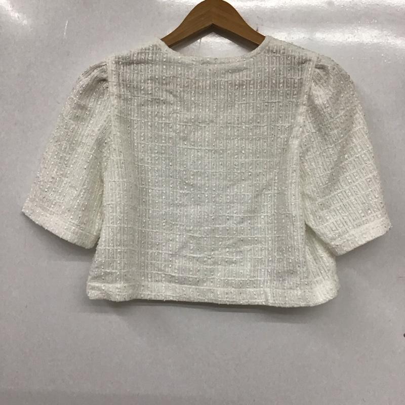 ロペピクニック ROPE PICNIC カーディガン 半袖 半袖カーディガン ショート丈 前ボタン 38 総柄 白 / ホワイト / レディース USED 古着 中古 10136107
