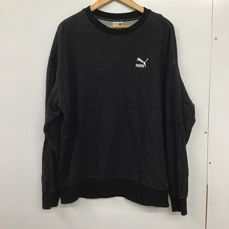 プーマ PUMA トレーナー 長袖 長袖トレーナー スウェット クルーネック プルオーバー L ロゴ、文字 黒 / ブラック / メンズ USED 古着 中古 10134564