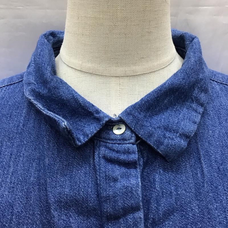 ザラ ZARA シャツ、ブラウス 長袖 長袖シャツ カラーシャツ 長袖カットソー デニムシャツ L 無地 青 / ブルー / レディース USED 古着 中古 10116351