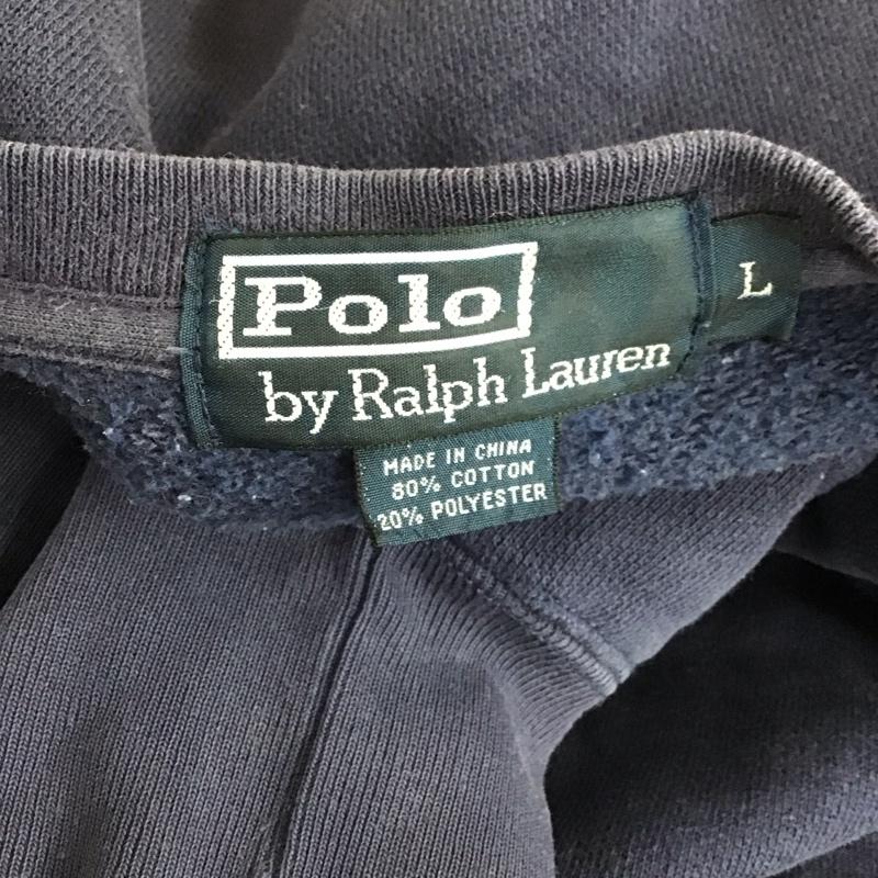 ポロバイラルフローレン Polo by RALPH LAUREN トレーナー 長袖 長袖トレーナー スウェット クルーネック リブスウェットカットソー L ロゴ、文字 紺 / ネイビー / メンズ USED 古着 中古 10106985