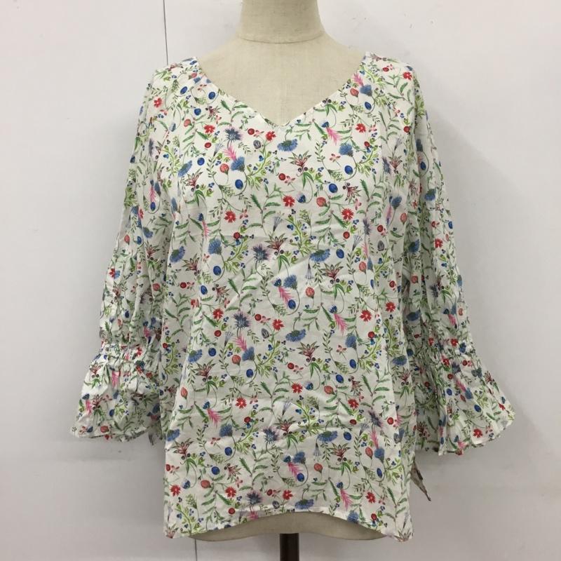ナチュラルビューティーベーシック NATURAL BEAUTY BASIC シャツ、ブラウス 長袖 017-7210871 リバティキャンディスリーブブラウス 長袖シャツ ノーカラーシャツ M 総柄 マルチカラー / マルチカラー / レディース USED 古着 中古 10110314